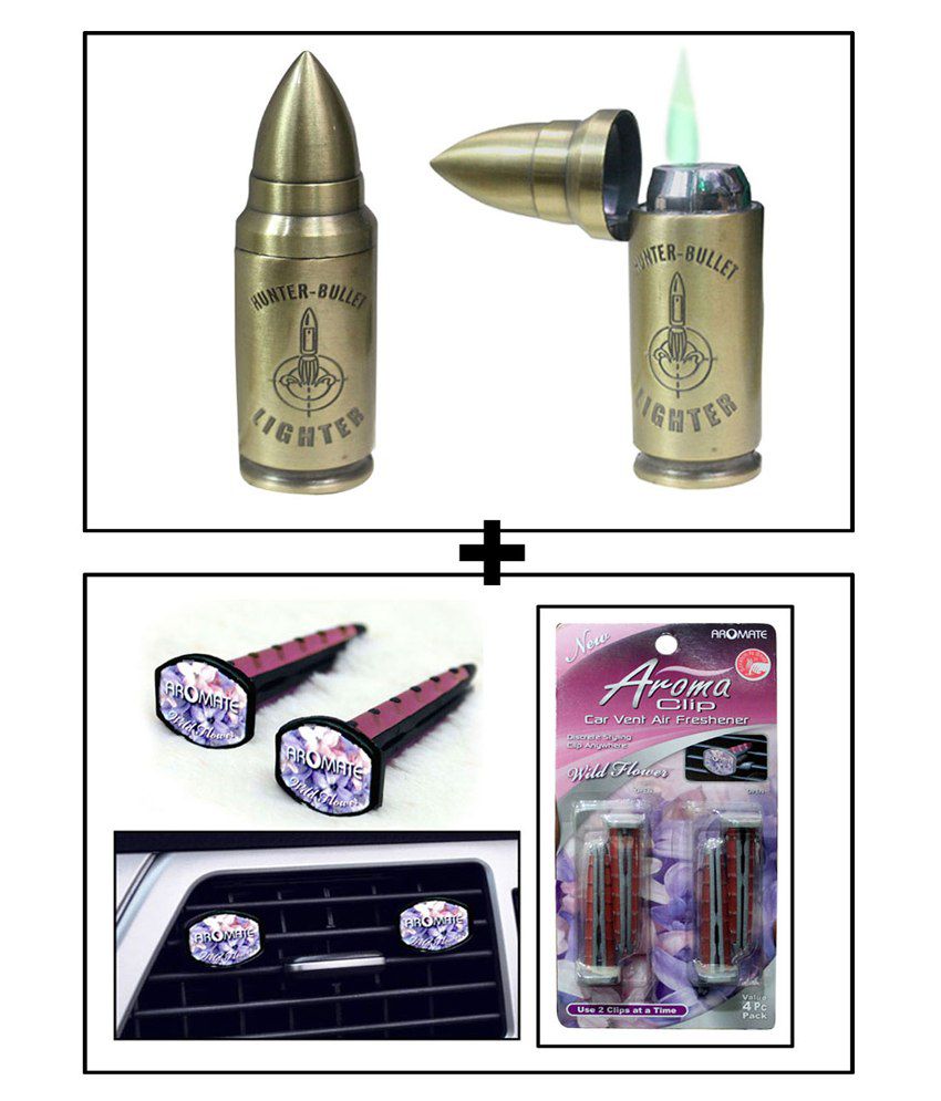 Vheelocityin Single Bullet Cigratte Lighter + Vent Clip Ac Vent Car Air