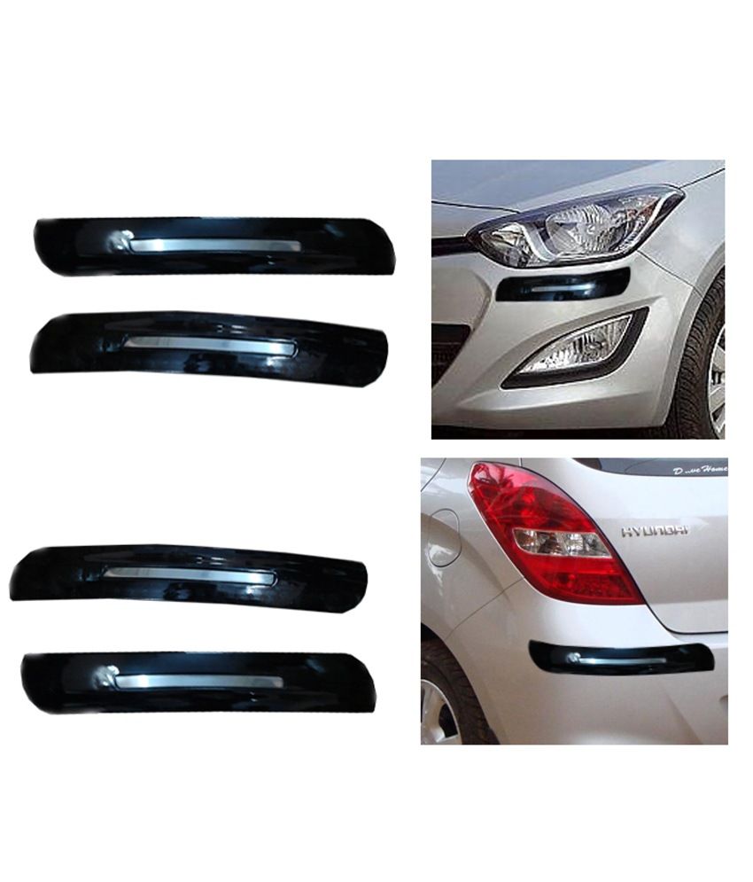 Ski Black Chrome Bumper Safety Guard Protector For Hyundai I20 Set Of