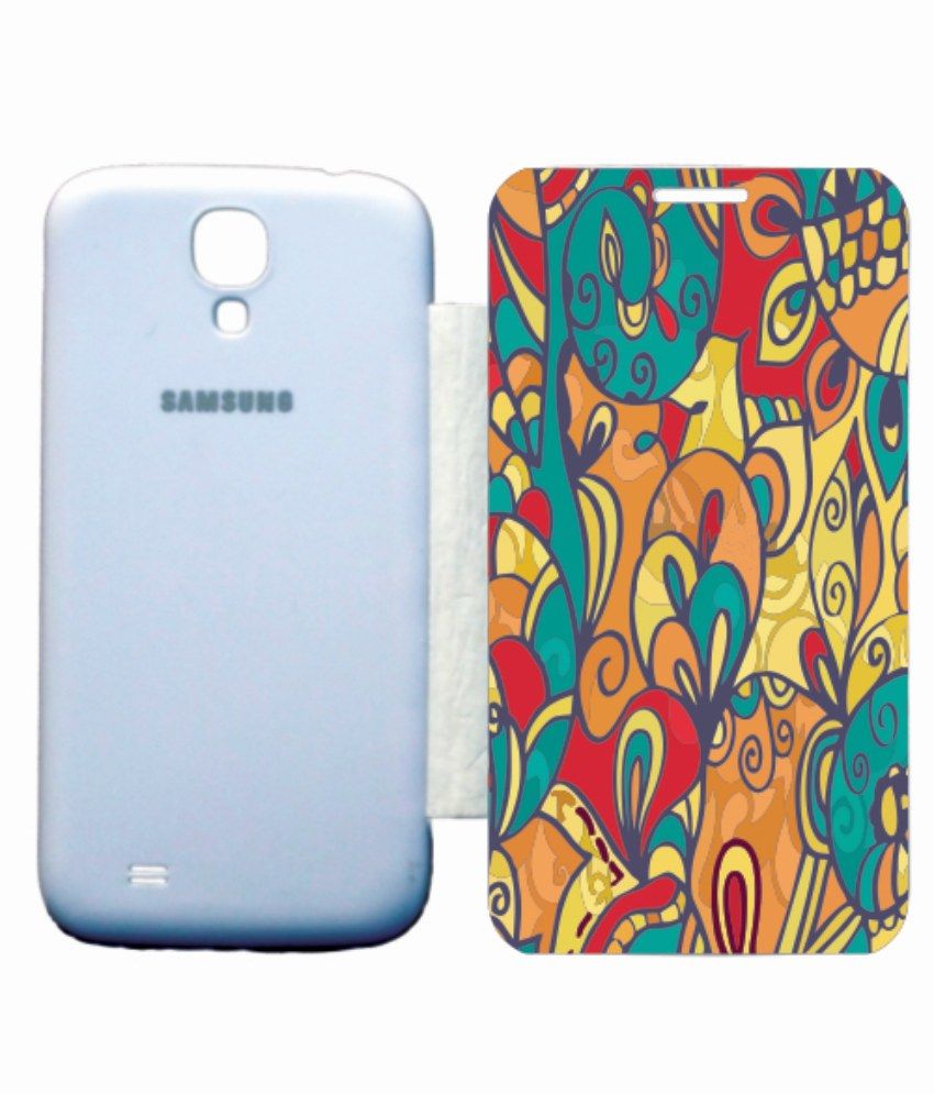 Printland Colored Flip Cover For Samsung Galaxy S4 Floral Art Flip