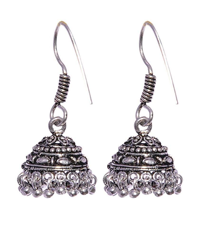 Abhooshan Silver Antique Fashionable Jhumkas Earrings: Buy Abhooshan ...