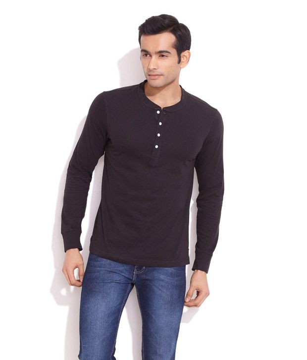 Freecultr Black Essential Henley Shirt - Buy Freecultr Black Essential ...