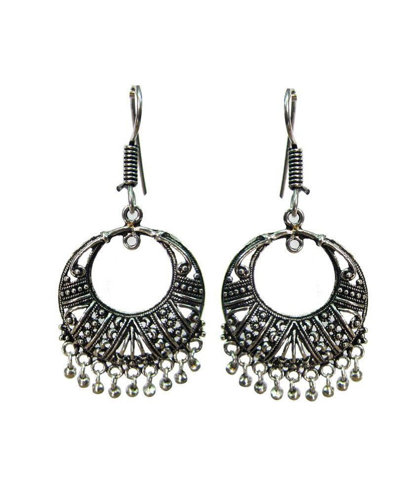 Jewelz Silver Ball Antique Jhumki Earrings Buy Jewelz Silver Ball Antique Jhumki Earrings