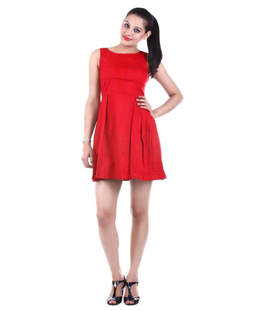 Reen'S Red Cotton Lycra Dresses - Buy Reen'S Red Cotton Lycra Dresses ...