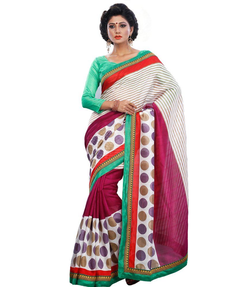 Riti Riwaz Multi Color Bhagalpuri Silk Saree - Buy Riti Riwaz Multi ...