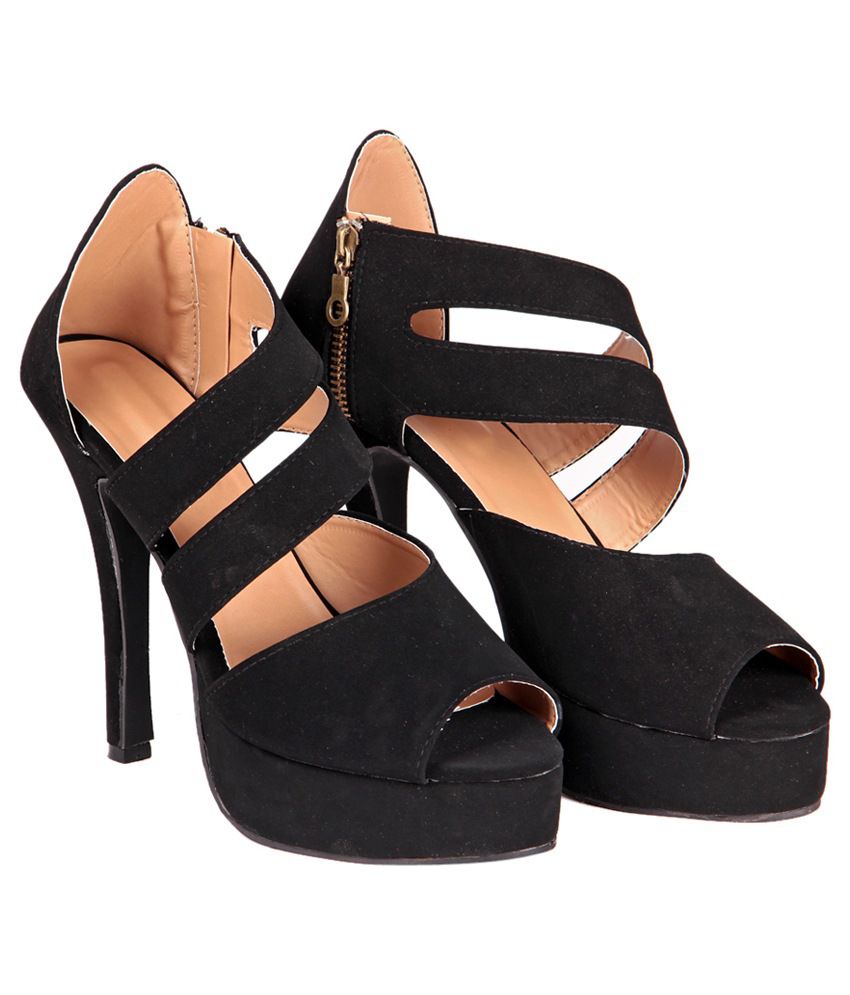 SOFT&SLEEK Black Stiletto Sandals Price in India- Buy SOFT&SLEEK Black ...