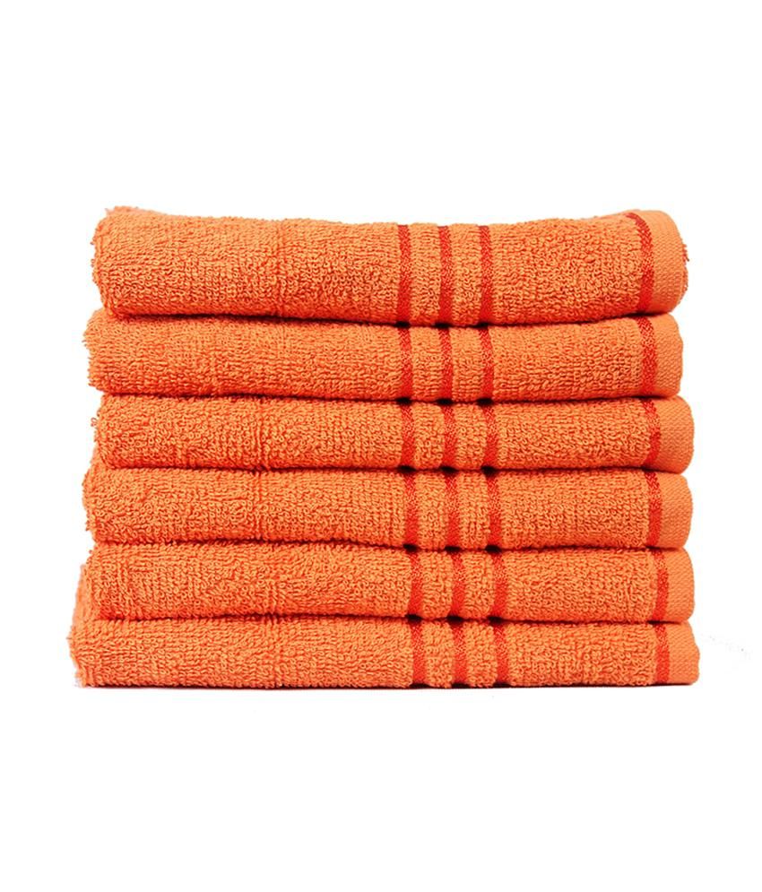 Trident Set of 6 Cotton Hand Towel - Orange - Buy Trident Set of 6 ...