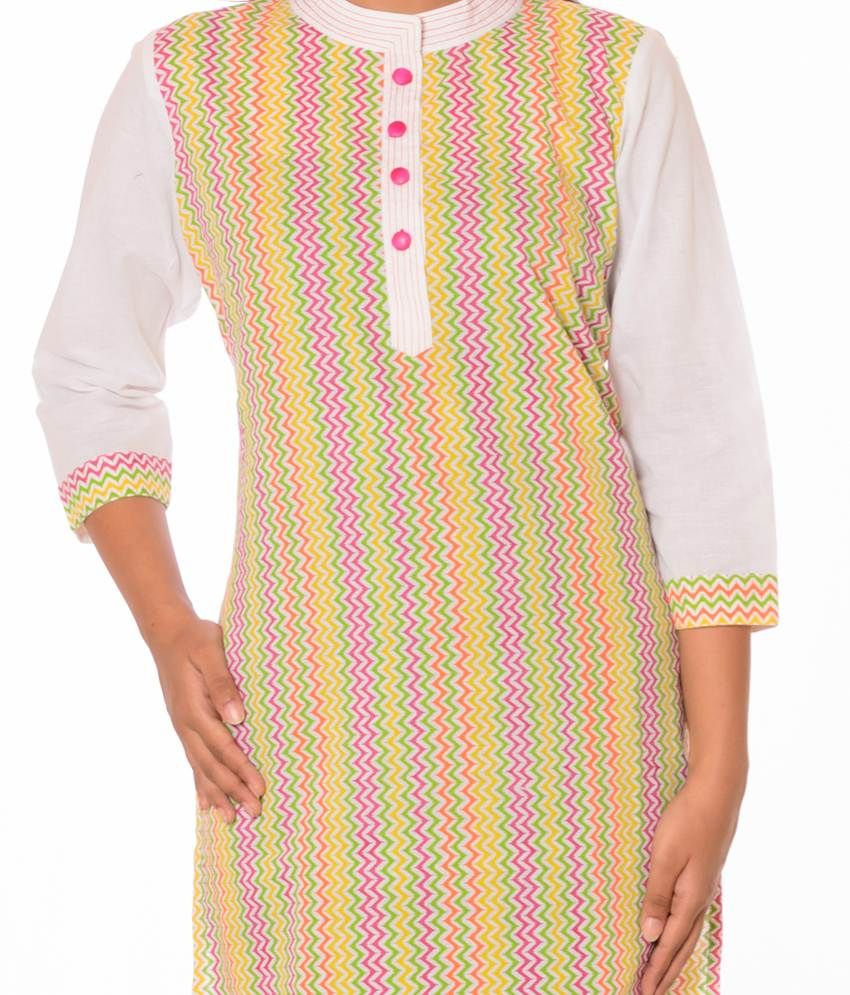 white printed kurti