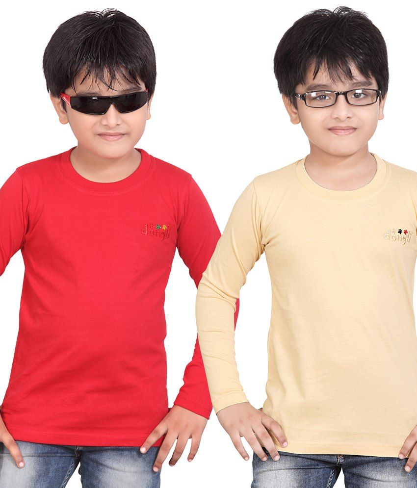     			Dongli Red Full T-shirt For Boys