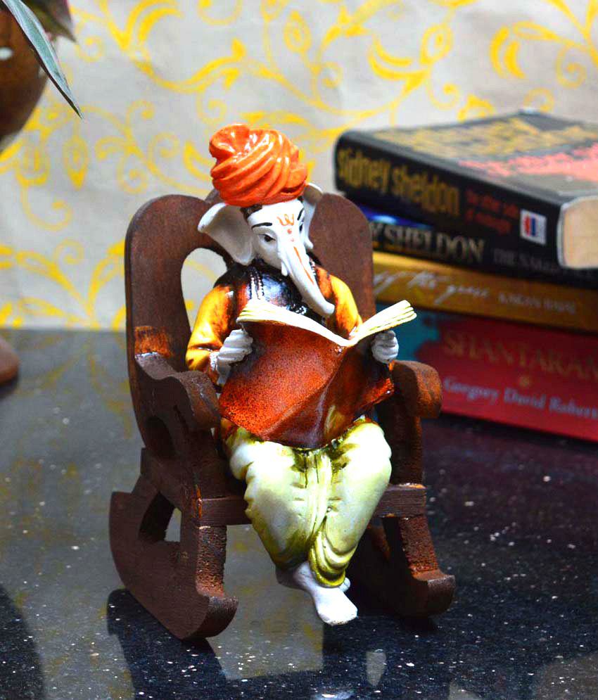     			eCraftIndia Multicolour Synthetic Fiber Lord Ganesha Reading Book On Chair