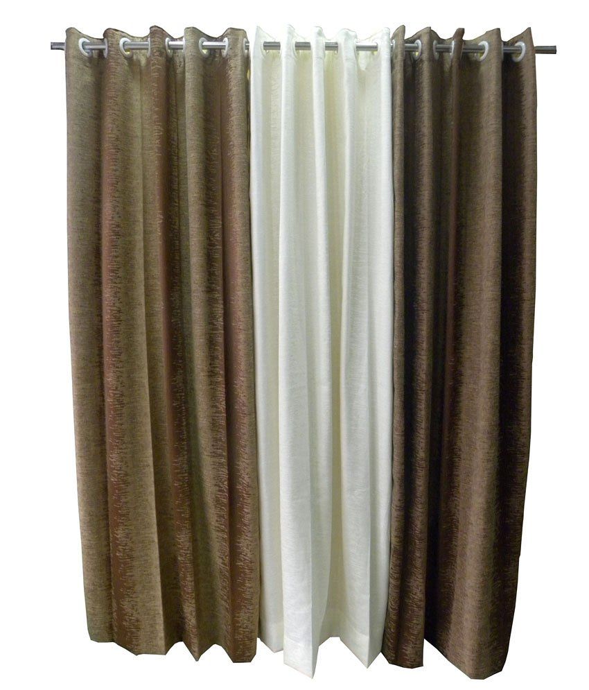 Swapna Set Of 3 Window Eyelet Curtains Abstract Brown Buy Swapna