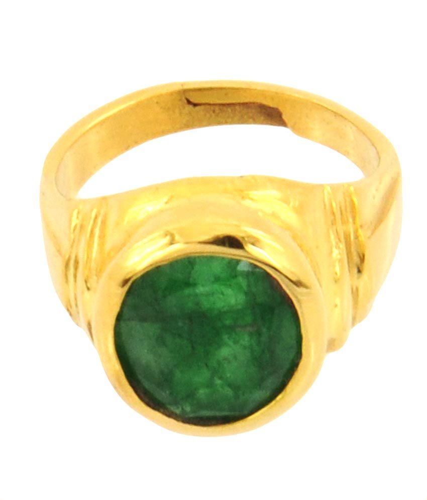 46% OFF on Barish Gems Emerald Panna Panch Dhatu Pachu Adjustable Ring ...