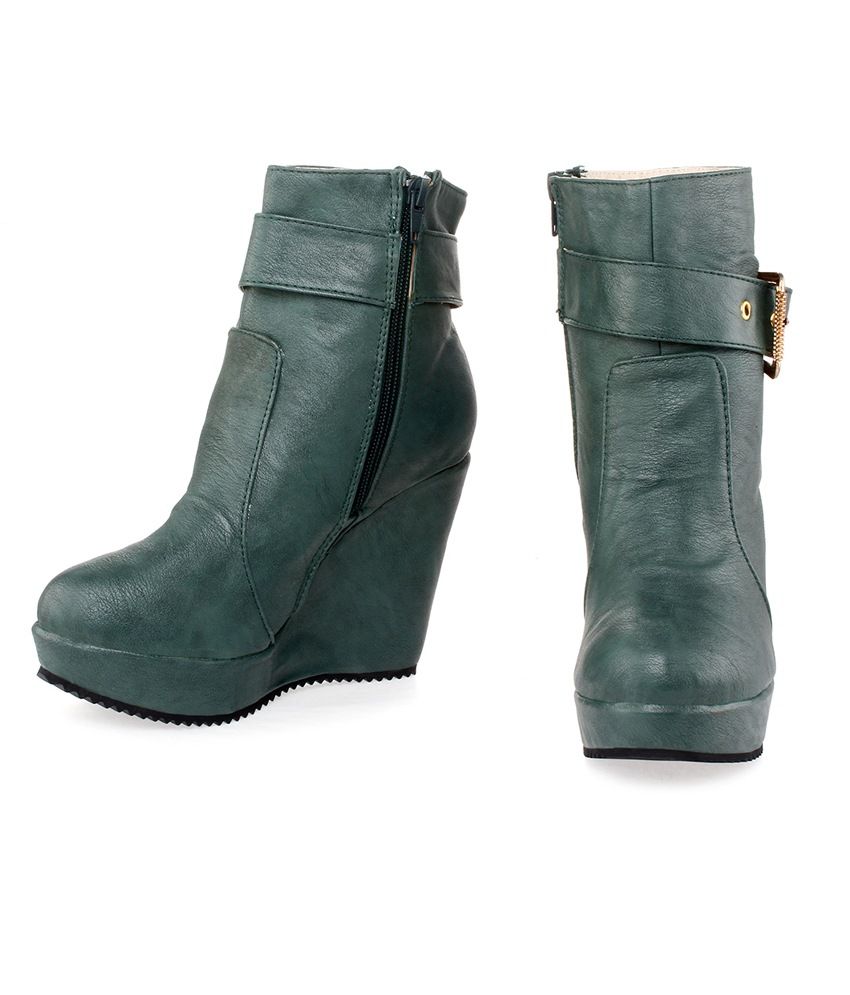 army green wedge boots