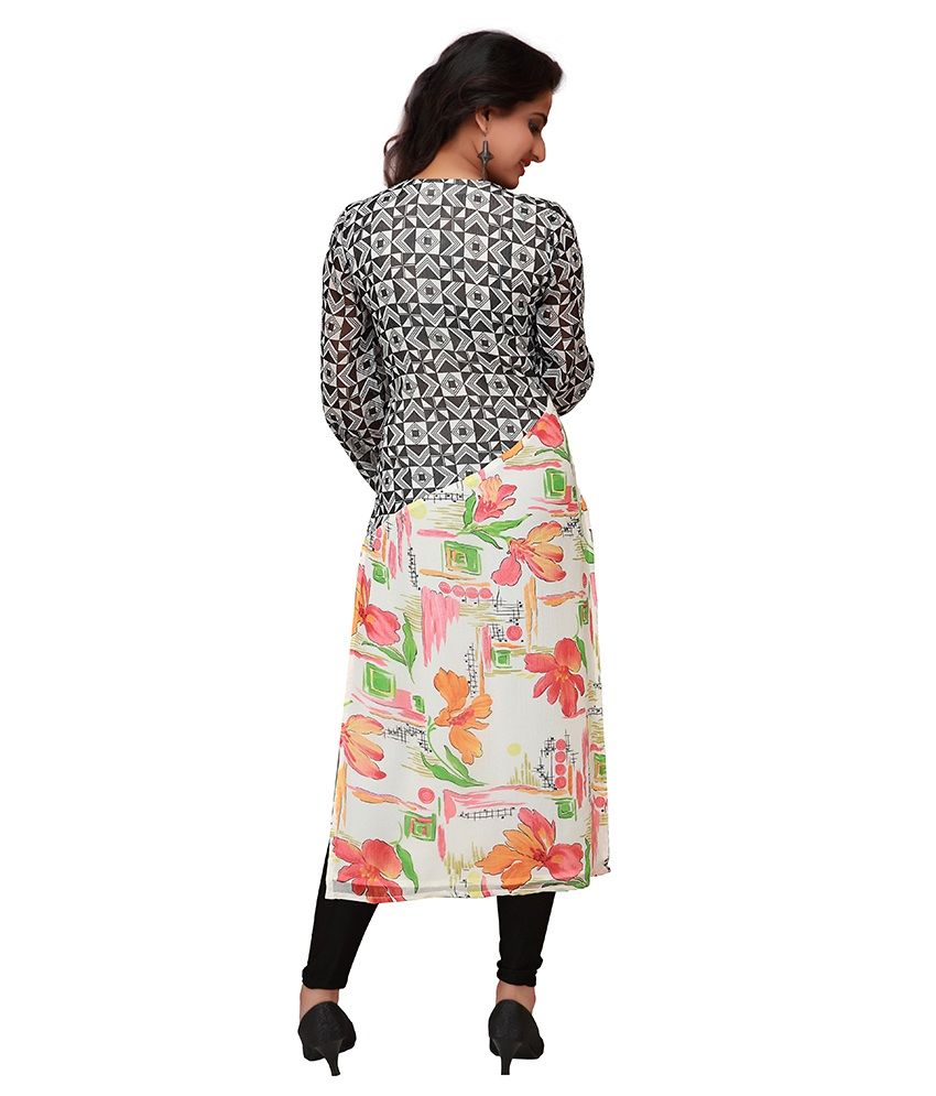 white printed kurti