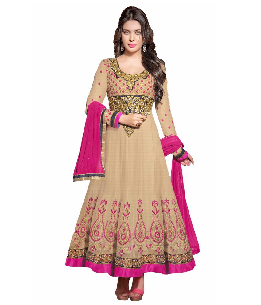Indian Wholesale Clothing Khaki Faux Georgette Unstitched Dress ...
