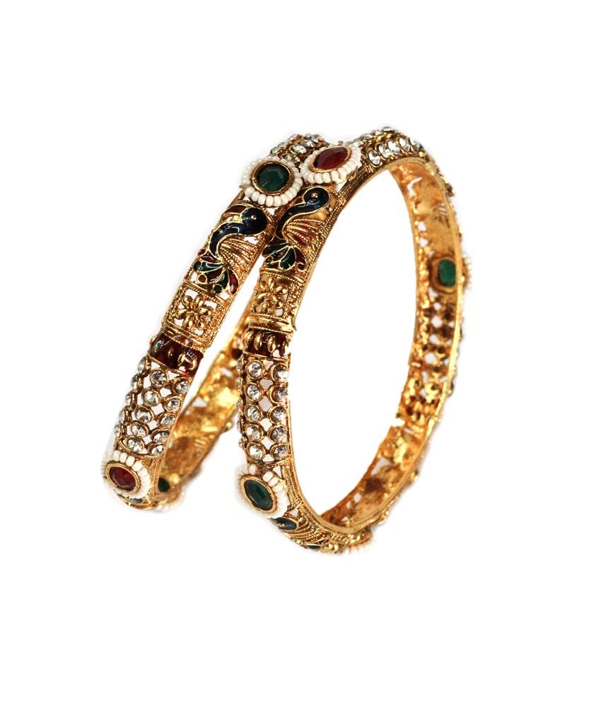 Kraft Jewellery Antique Gold Artificial Stone Bangles Buy Kraft