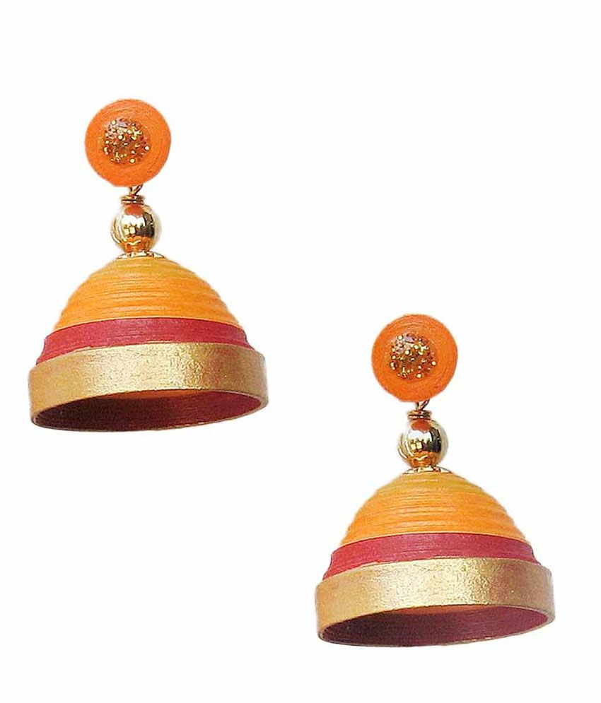 Dsignstudioo Orange With Red Quilled Jhumkas Buy Dsignstudioo Orange