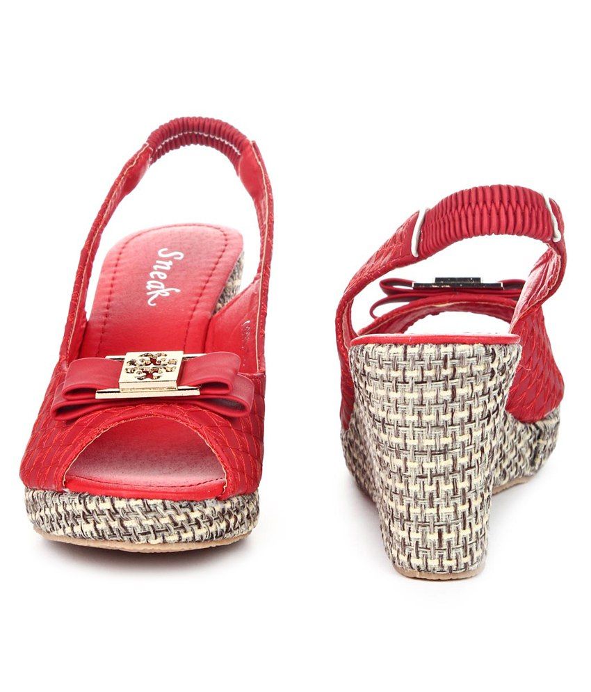 Sneak Red Wedges Sandals Price in India- Buy Sneak Red Wedges Sandals Online at Snapdeal
