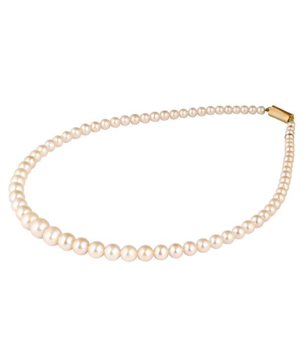 Krishna Pearls & Jewellers Freshwater Round Pearl String - White: Buy ...