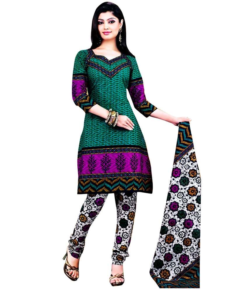 RP Fashion Green Cotton Unstitched Dress Material Buy RP