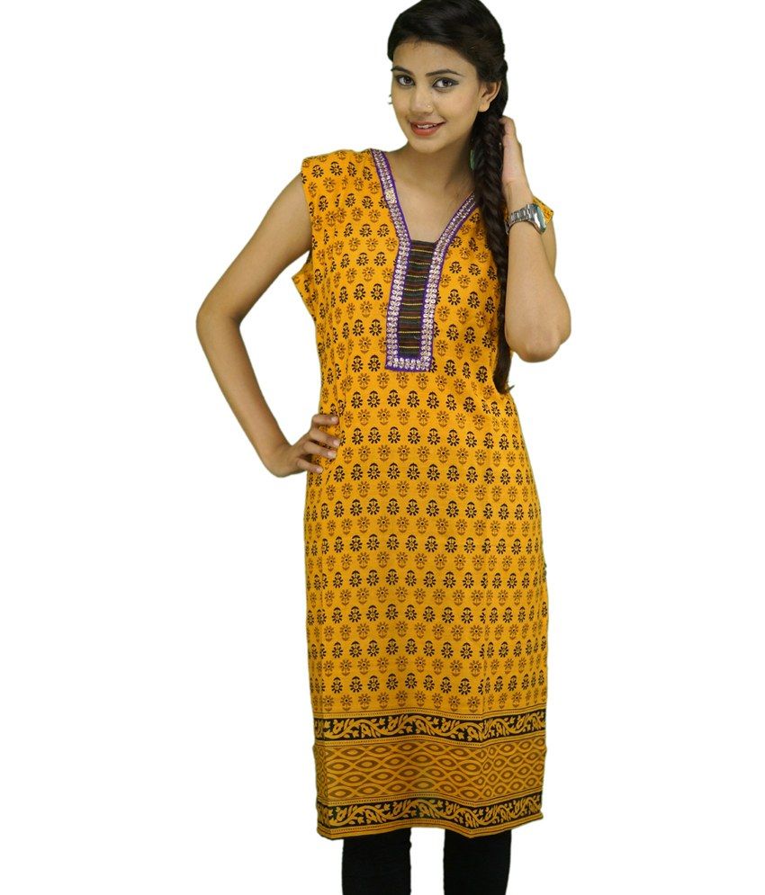 sleeveless yellow kurti