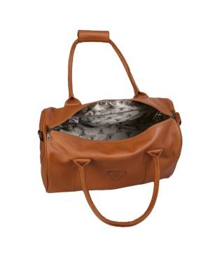 camel leather duffle bag