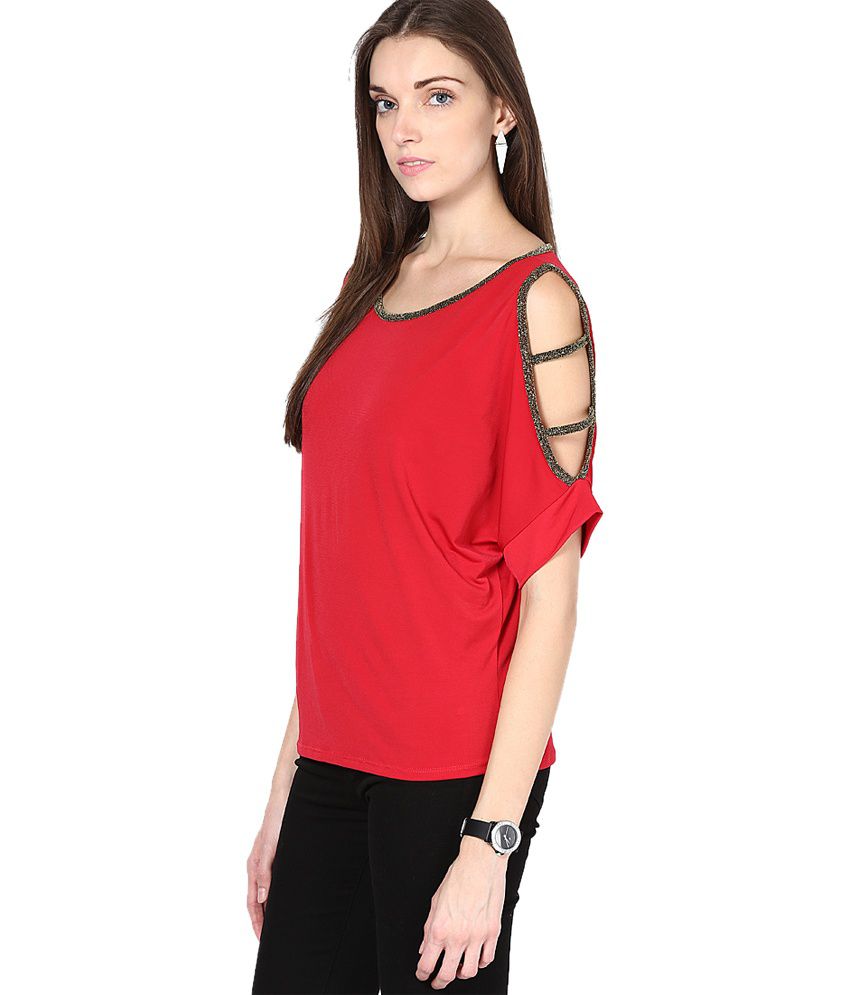 Mayra Red Polyester Tops - Buy Mayra Red Polyester Tops Online at Best ...