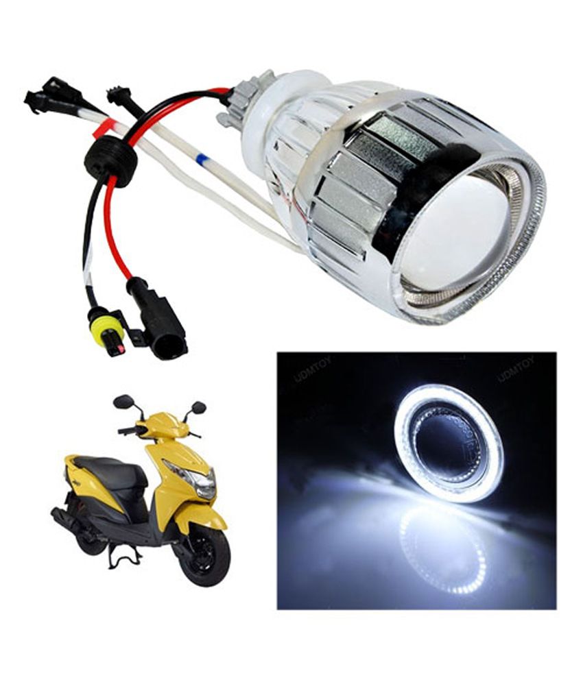 Vheelocityin White Ring Honda Dio Scooter Bi Xenon Bike Projector