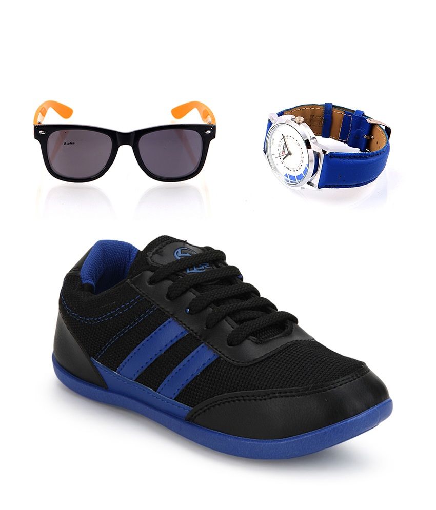 Lancer Black Canvas Sport Shoes - Combo 