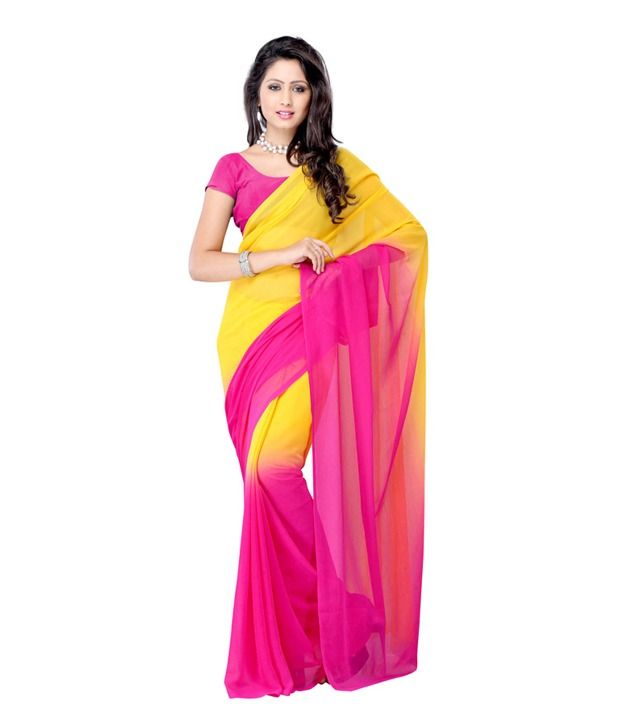 chiffon plain saree with designer blouse