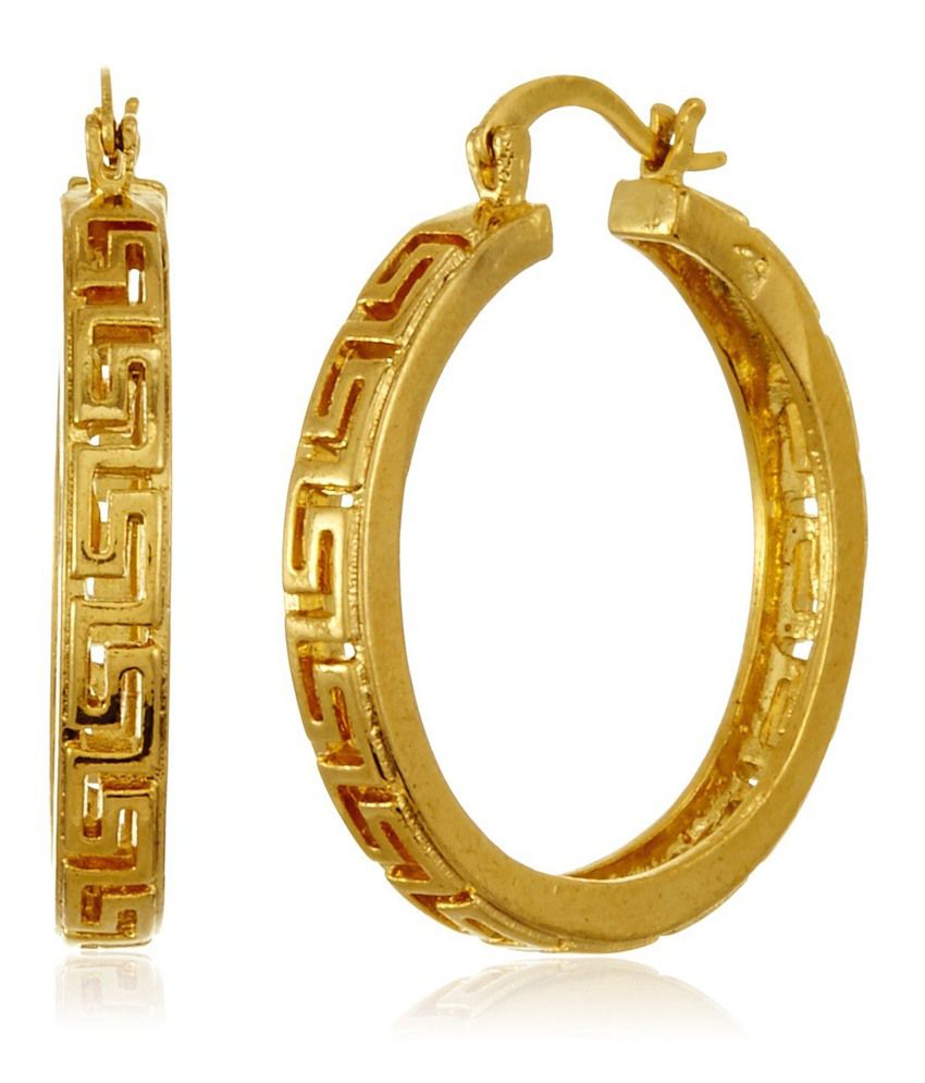 18 KT Gold Plated Hoop Earrings Gold for Women by GB Jewellery - Buy 18