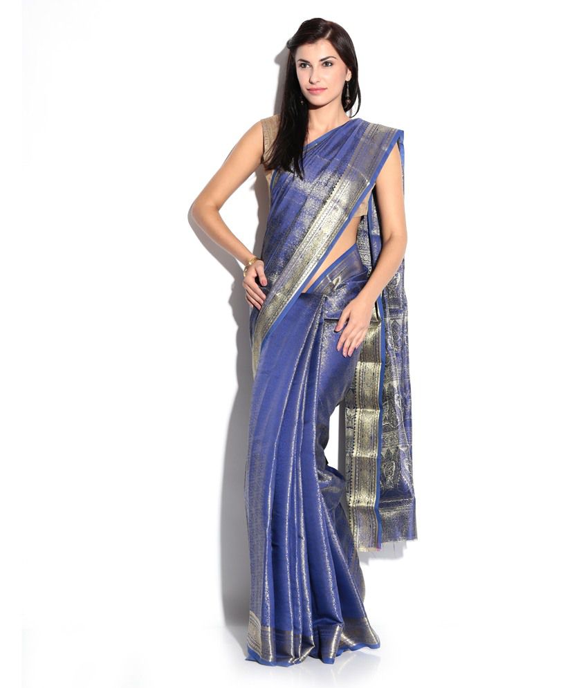 55% OFF on Eon Blue Mysore Silk Silk Saree on Snapdeal | PaisaWapas.com