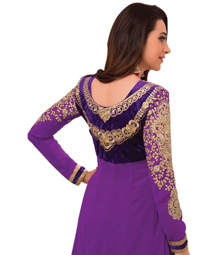 Surat Tex Purple Color Embroidered Pure Georgette Semi-stitched Dress ...