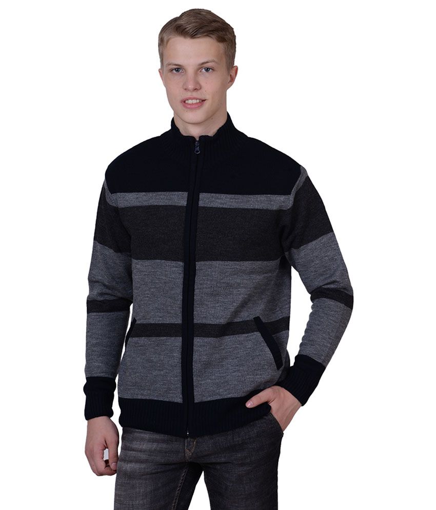 Sportking Black Acrylic Zipped Sweaters 