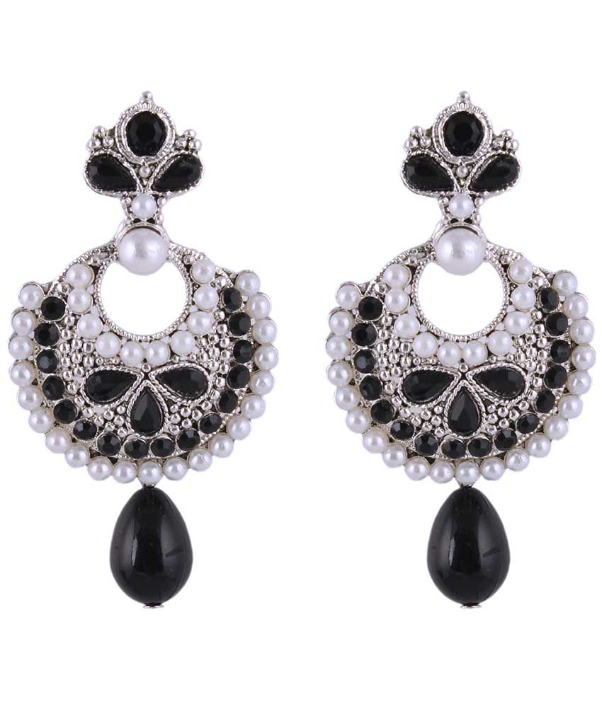 Sp Jewellery Black & Silver Pearl Hanging Earrings: Buy Sp Jewellery ...