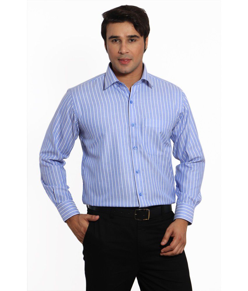 Sevendays Men Blue & White Formal Shirt - Buy Sevendays Men Blue ...
