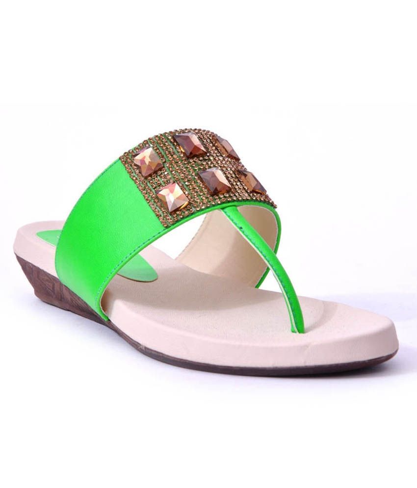 Foot Step Bright Green Women Sandals Price in India- Buy Foot Step Bright Green Women Sandals 