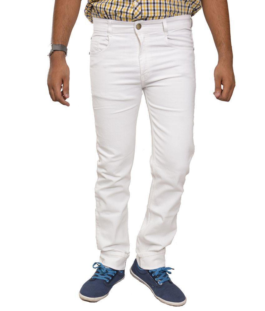 Studio Nexx White Cotton Regular Fit Men's Jeans - Buy Studio Nexx ...