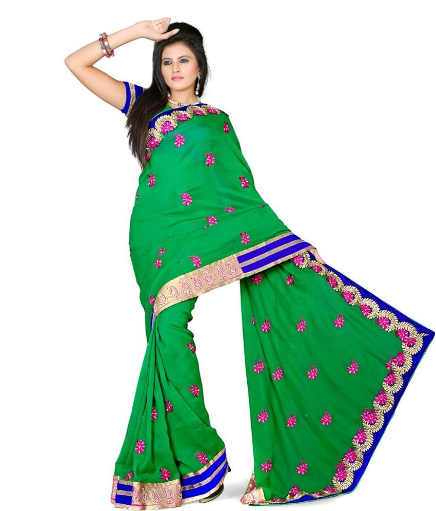 global desi dhoti saree green