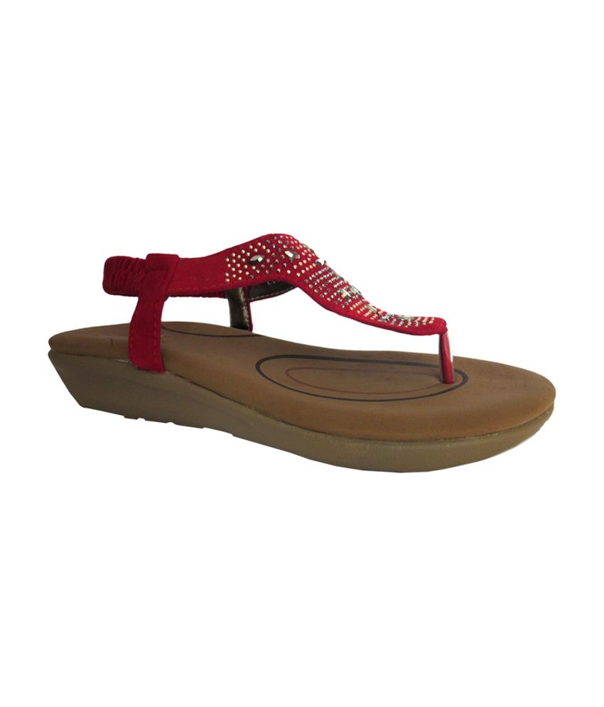 Spiffy Sparrow Red Low Heel Sandals Price in India- Buy Spiffy Sparrow ...