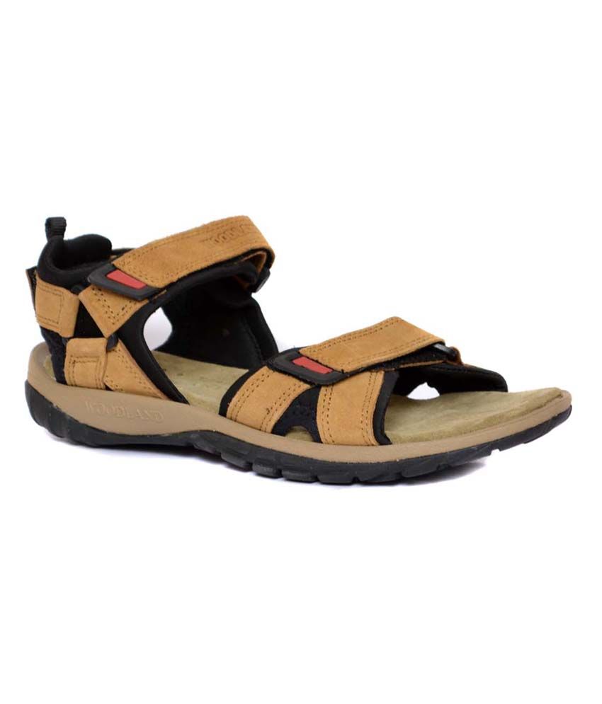 Woodland Brown Leather Sandals For Men 