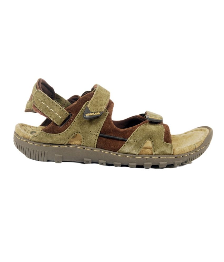 woodland men olive green leather sandals