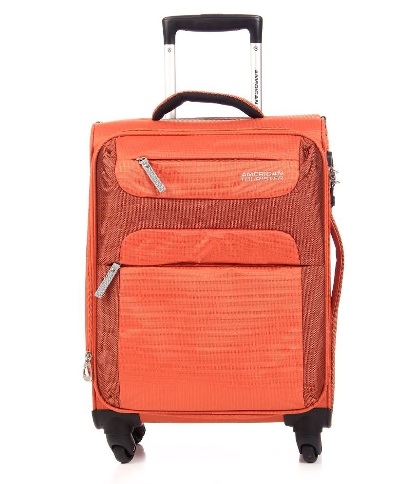 American Tourister Ski OrangeGrey 4 Wheel Soft Luggage Trolley Size