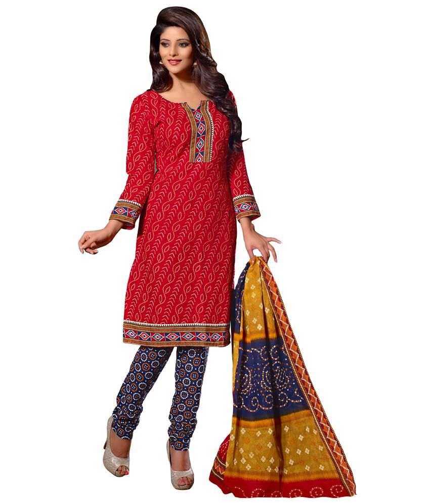 Lacxo Bandhani Cotton Dress Material Buy Lacxo Bandhani