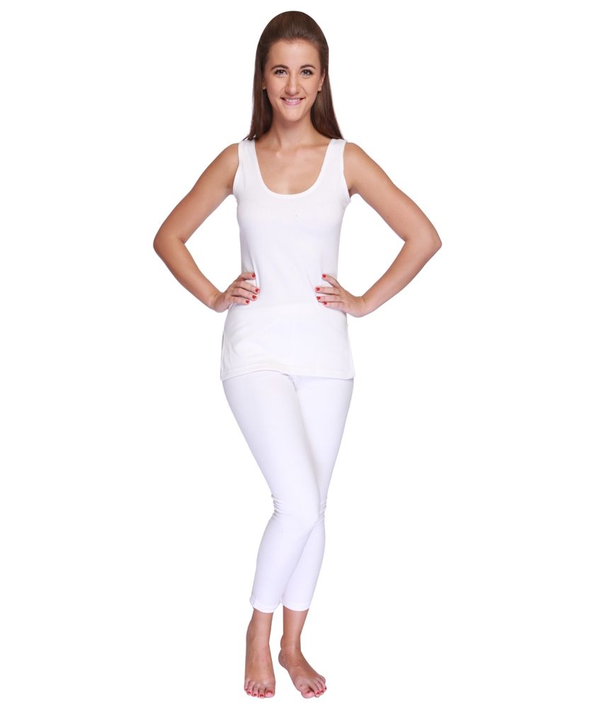     			Winter Monarch White Thermal Slip Sleeveless And Lower For Ladies