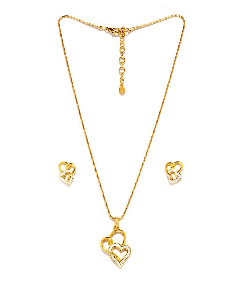 Estella Gold Twin Heart Pendant Set With Chain: Buy Estella Gold Twin