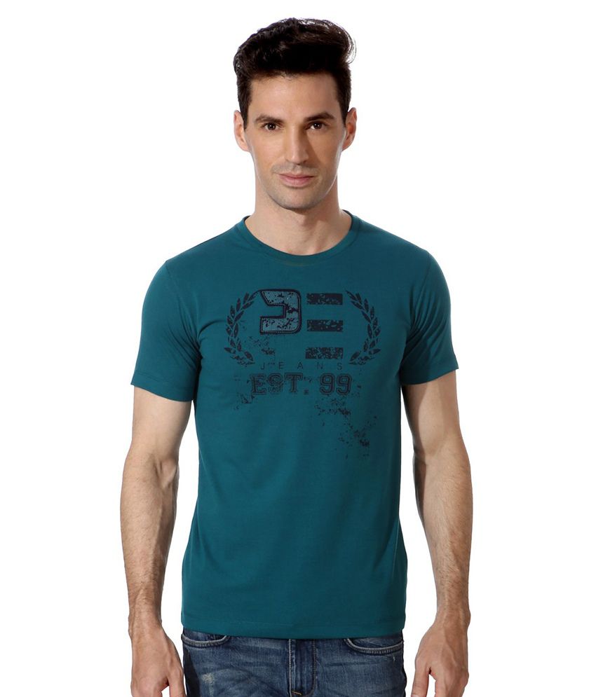 Peter England Green Cotton T-shirt - Buy Peter England Green Cotton T ...