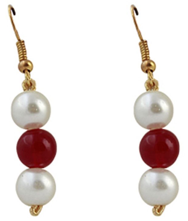 red and white pearl earrings