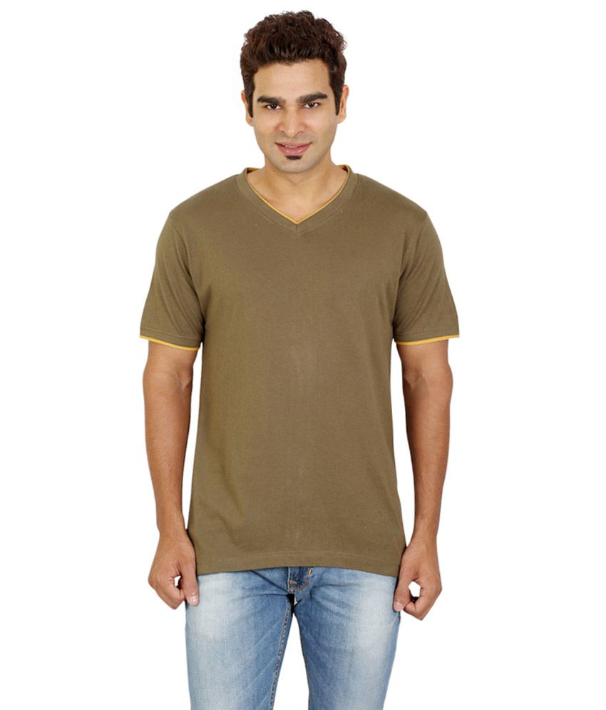 Gs Garments Beige Colour V-neck Cotton T-shirt For Men - Buy Gs ...