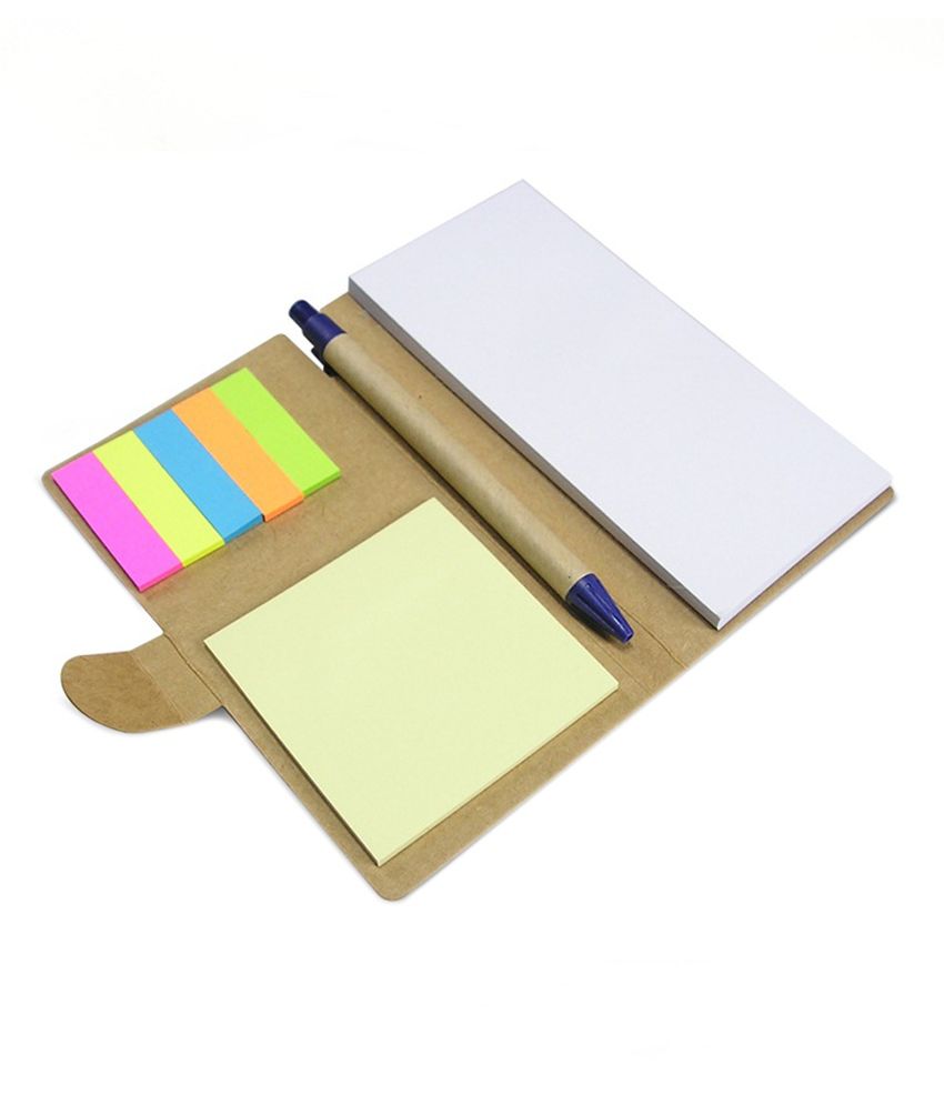 Aptron Eco-friendly Note Pad With Pen & 5 Color Sticky ...