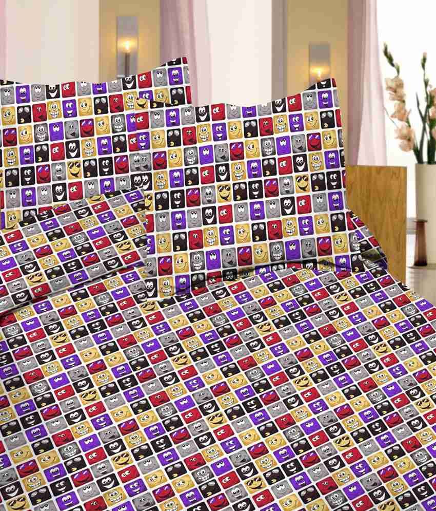 Lali Prints Purple Yellow Baby Themes Cotton Single Bedsheet